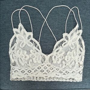 Free People Blue Lace Bandeau with Scalloped Trim
